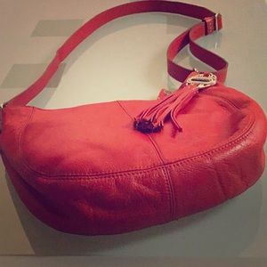 AUTHENTIC BRIGHTON RED LEATHER CROSSBODY